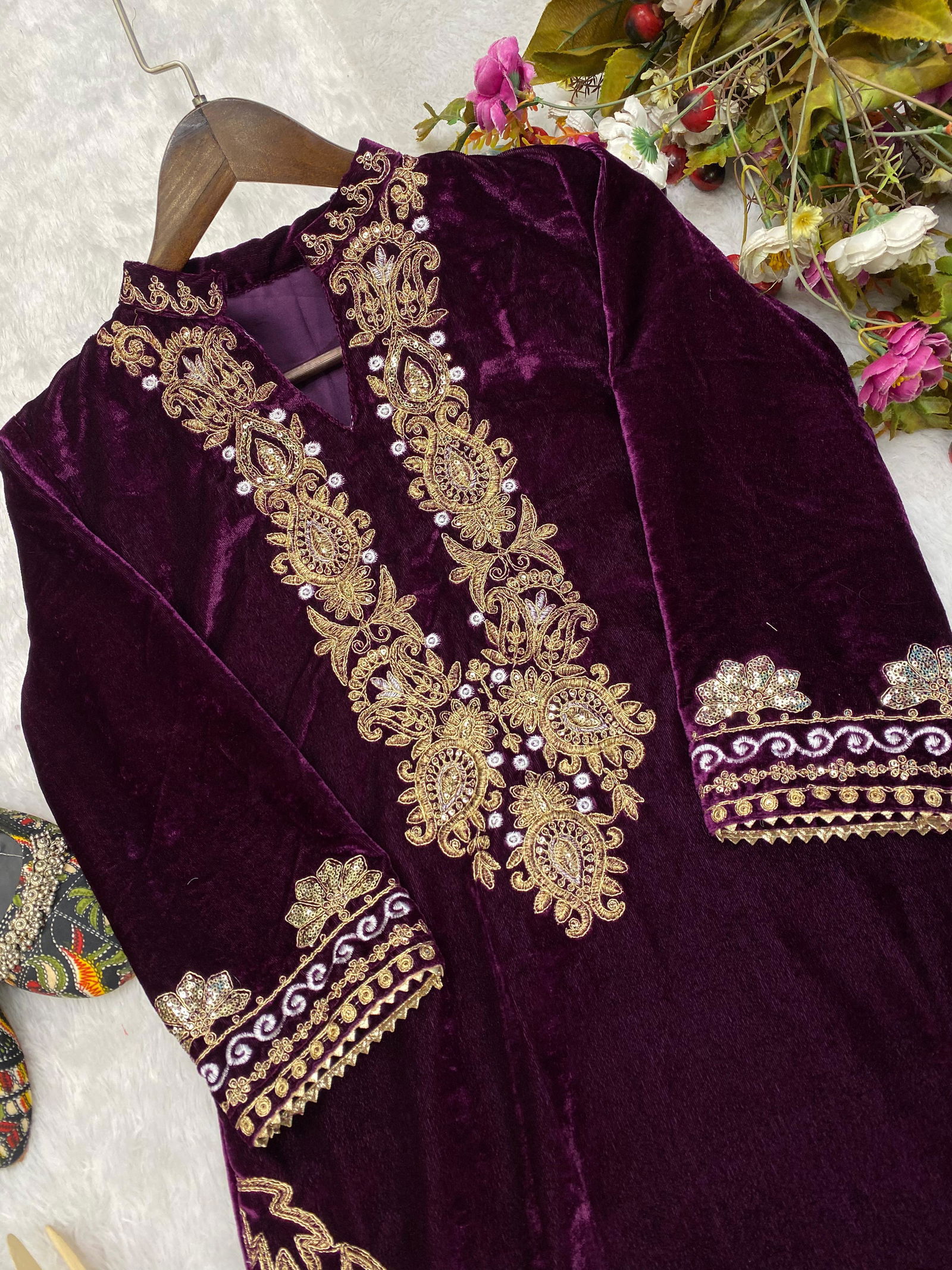 LG 1775 Designer Velvet Kurtis With Bottom Catalog